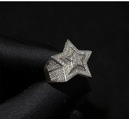 Iced Out 3D Star Ring