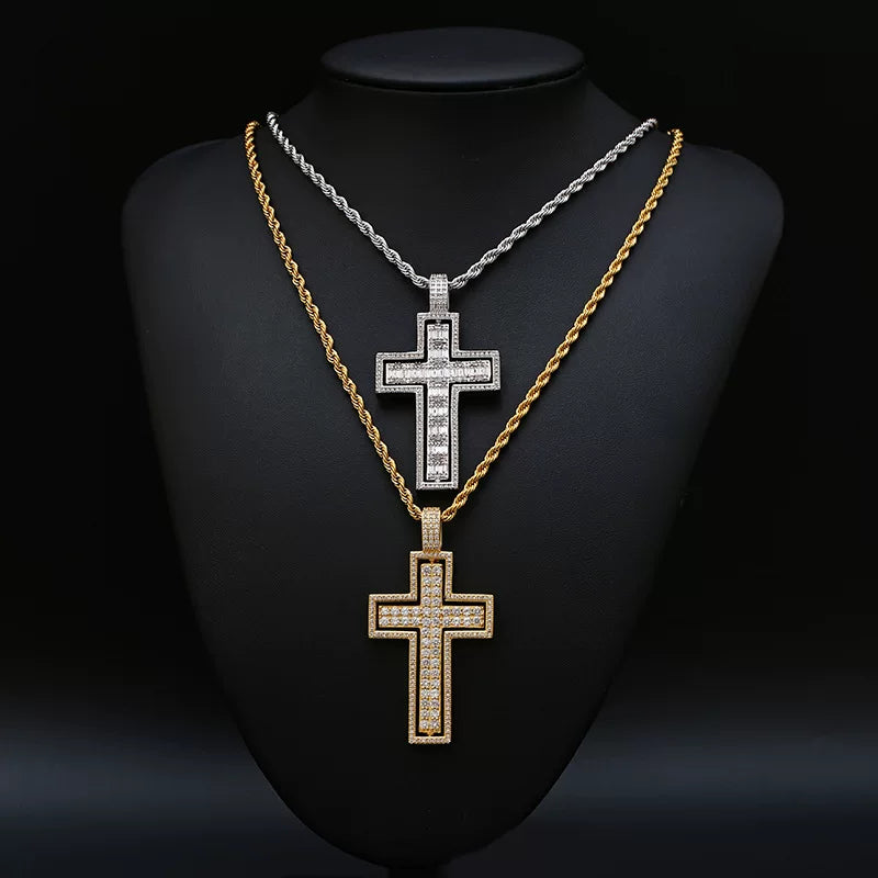 The Double Cross Spinner Pendant Necklace