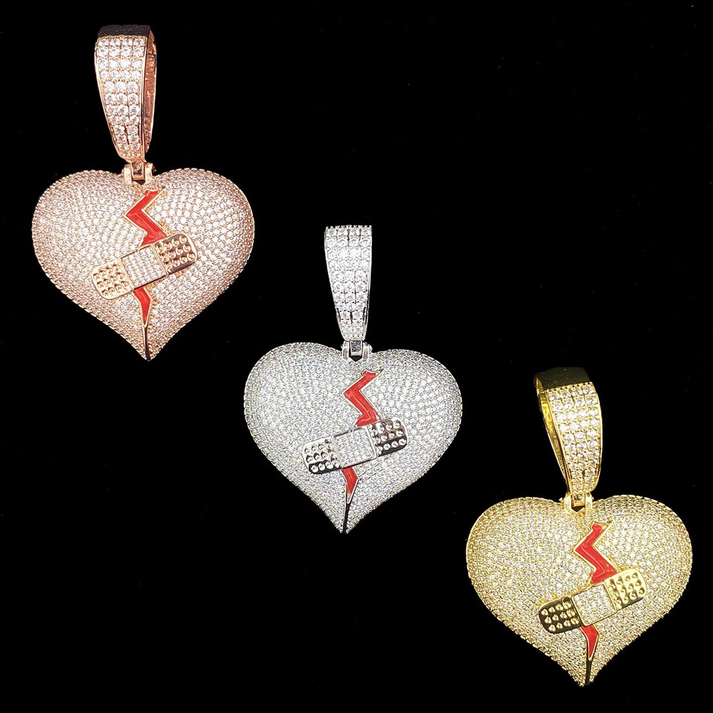 Mended Heart Iced Pendant Necklace