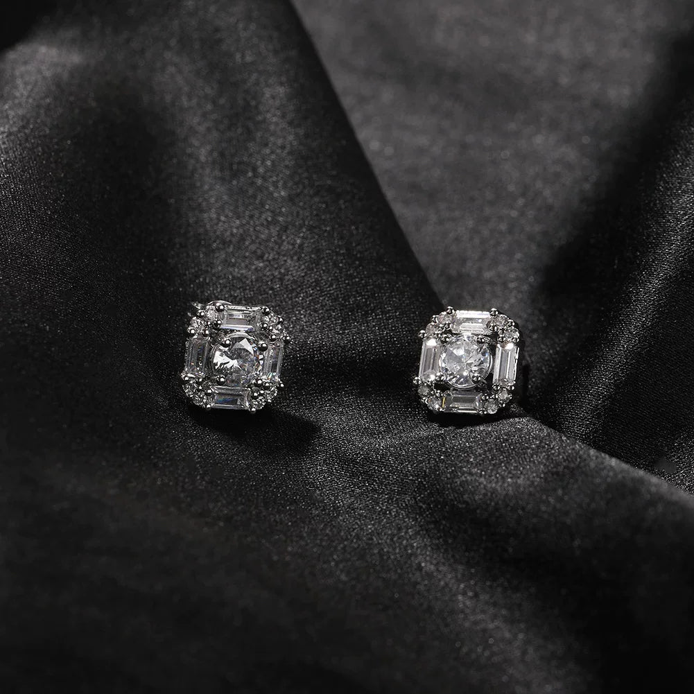 The Baguette Halo Studs