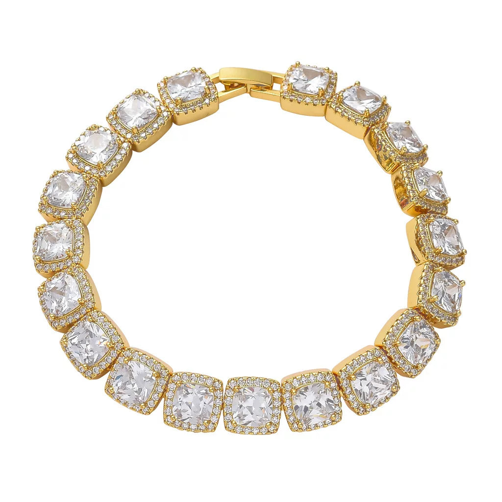 Cushion Halo CZ Tennis Bracelet