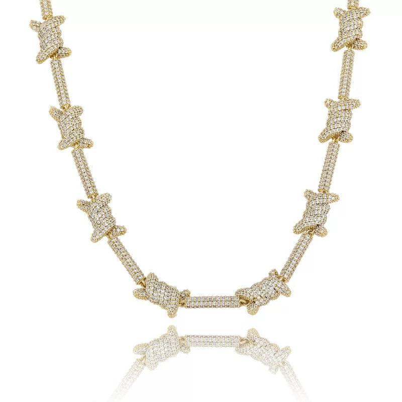 Iced Out Barbed Wire Chain Necklace