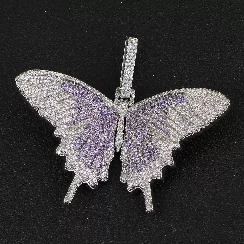 Iced Out Butterfly Pendant Necklace