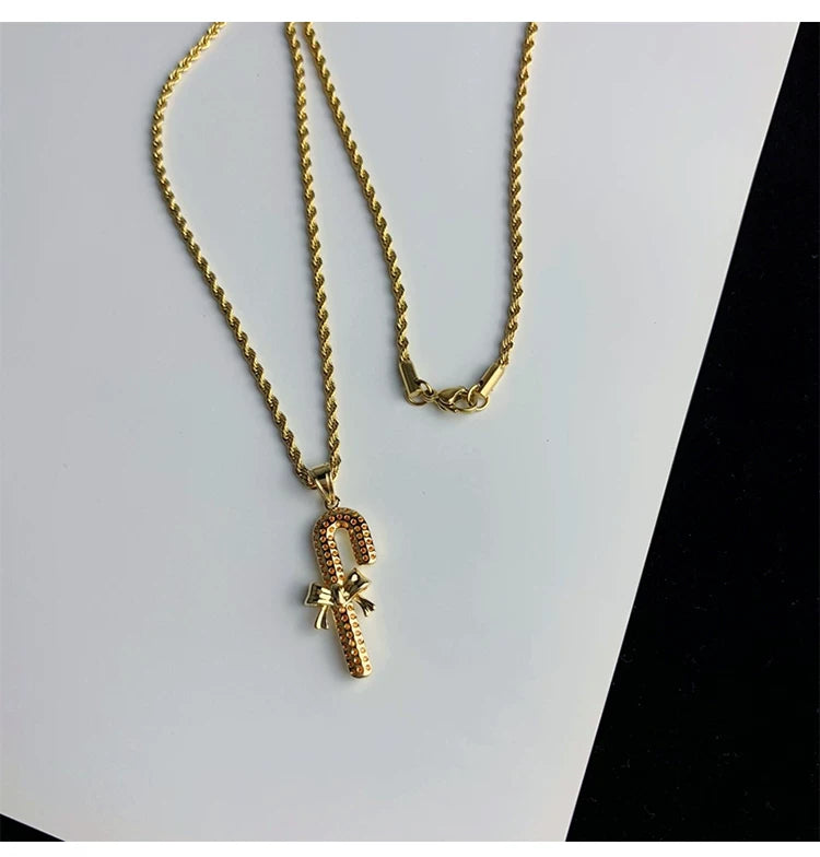 Candy Cane Bow Necklace
