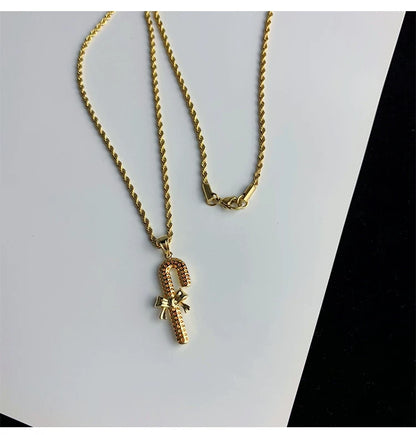 Candy Cane Bow Necklace
