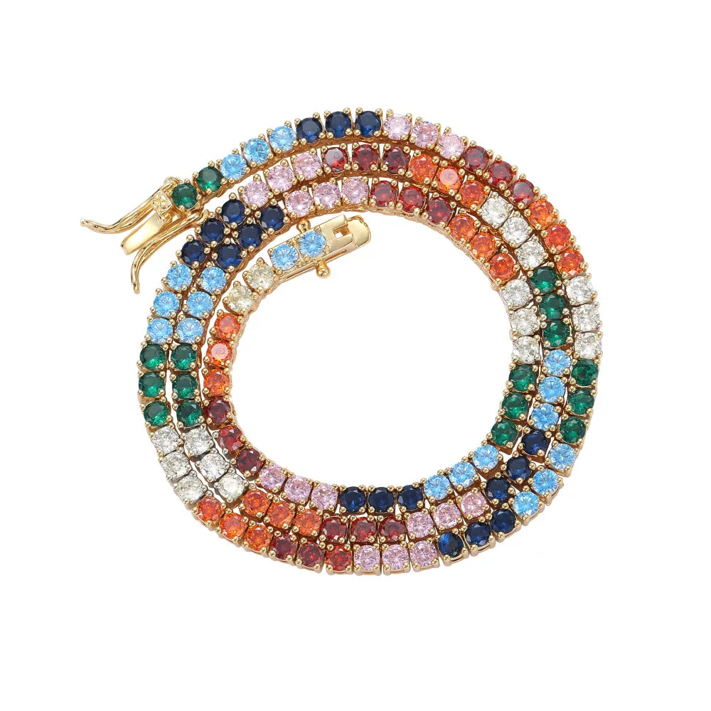 The Rainbow Tennis Chain Necklace & Bracelet Set