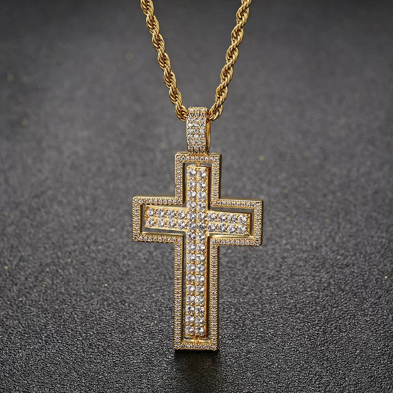 The Double Cross Spinner Pendant Necklace