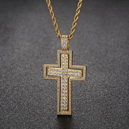 The Double Cross Spinner Pendant Necklace