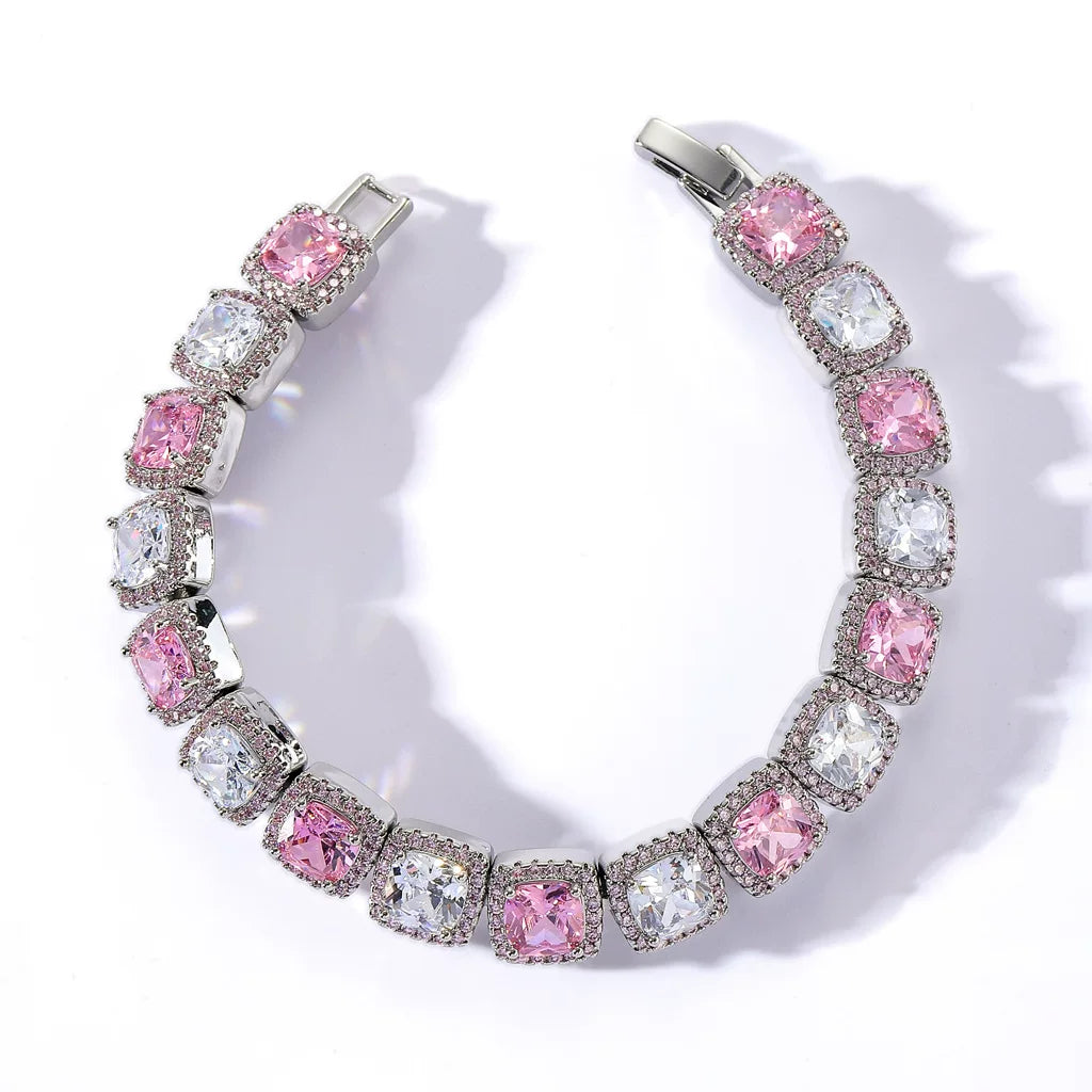 Cushion Halo CZ Tennis Bracelet