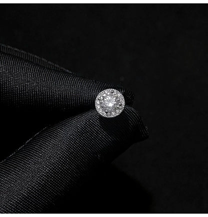 Sterling Silver Round Halo CZ Stud Earrings
