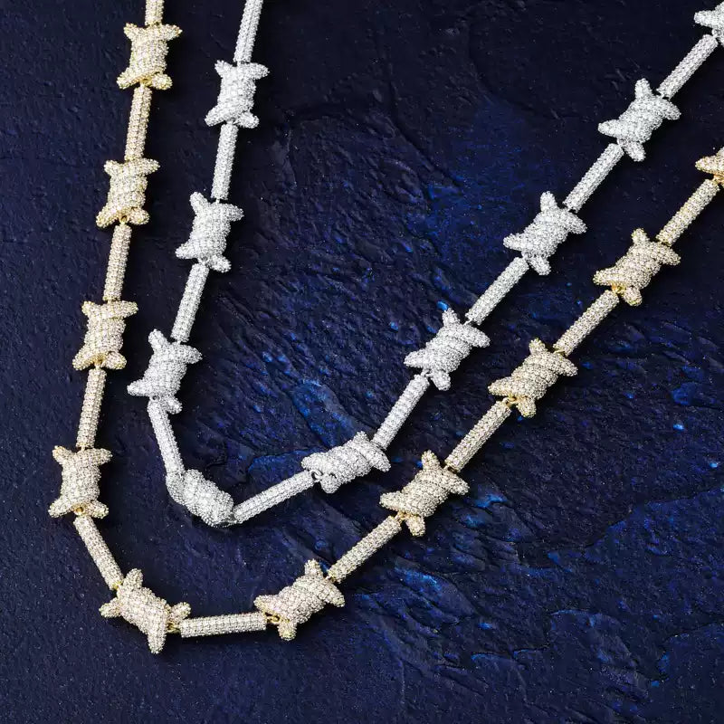Iced Out Barbed Wire Chain Necklace