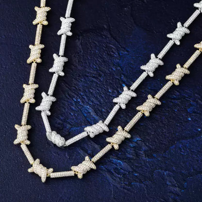 Iced Out Barbed Wire Chain Necklace