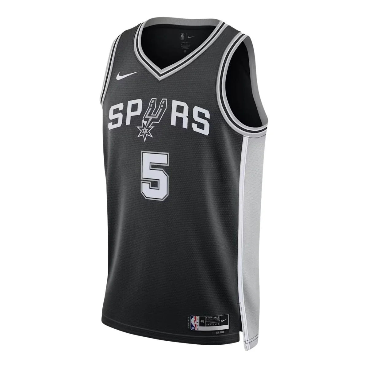 Nike NBA Spurs Icon Edition Jersey 'Stephon Castle #5' Black 2024 (DN2022-017)