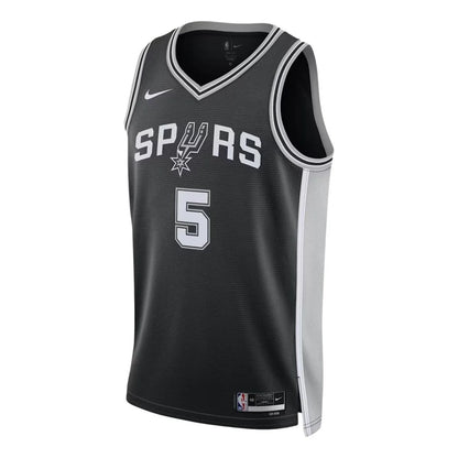 Nike NBA Spurs Icon Edition Jersey 'Stephon Castle #5' Black 2024 (DN2022-017)