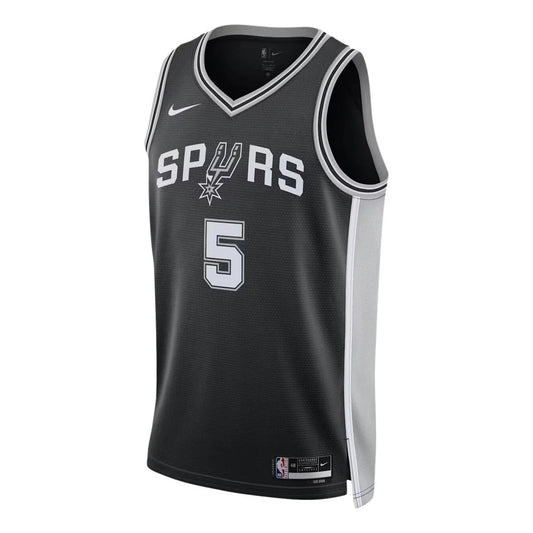 Nike NBA Spurs Icon Edition Jersey 'Stephon Castle #5' Black 2024 (DN2022-017)
