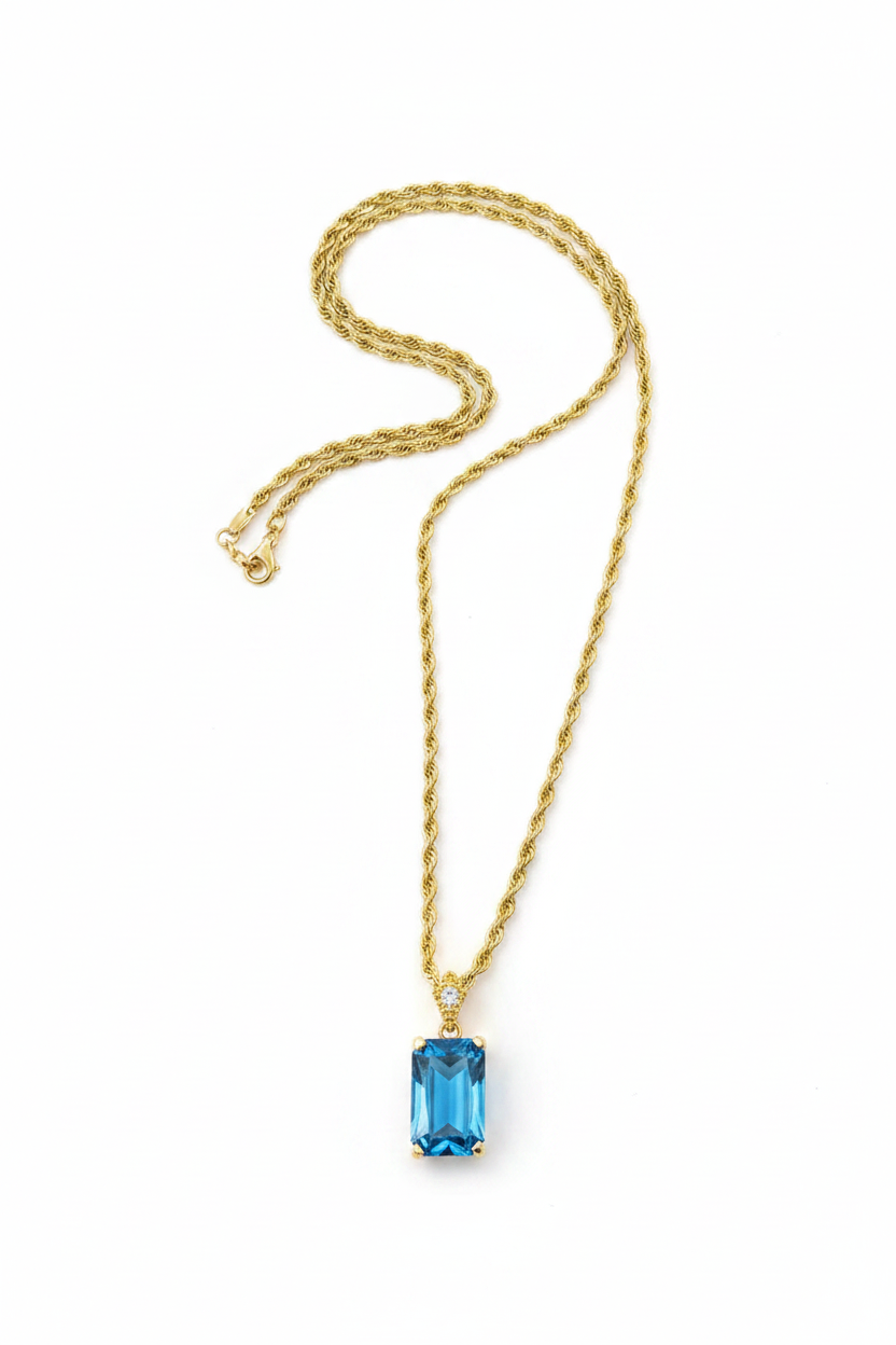 Blue Necklace Flat Lay