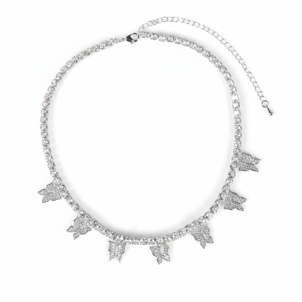 Butterfly CZ Necklace Clean White Background