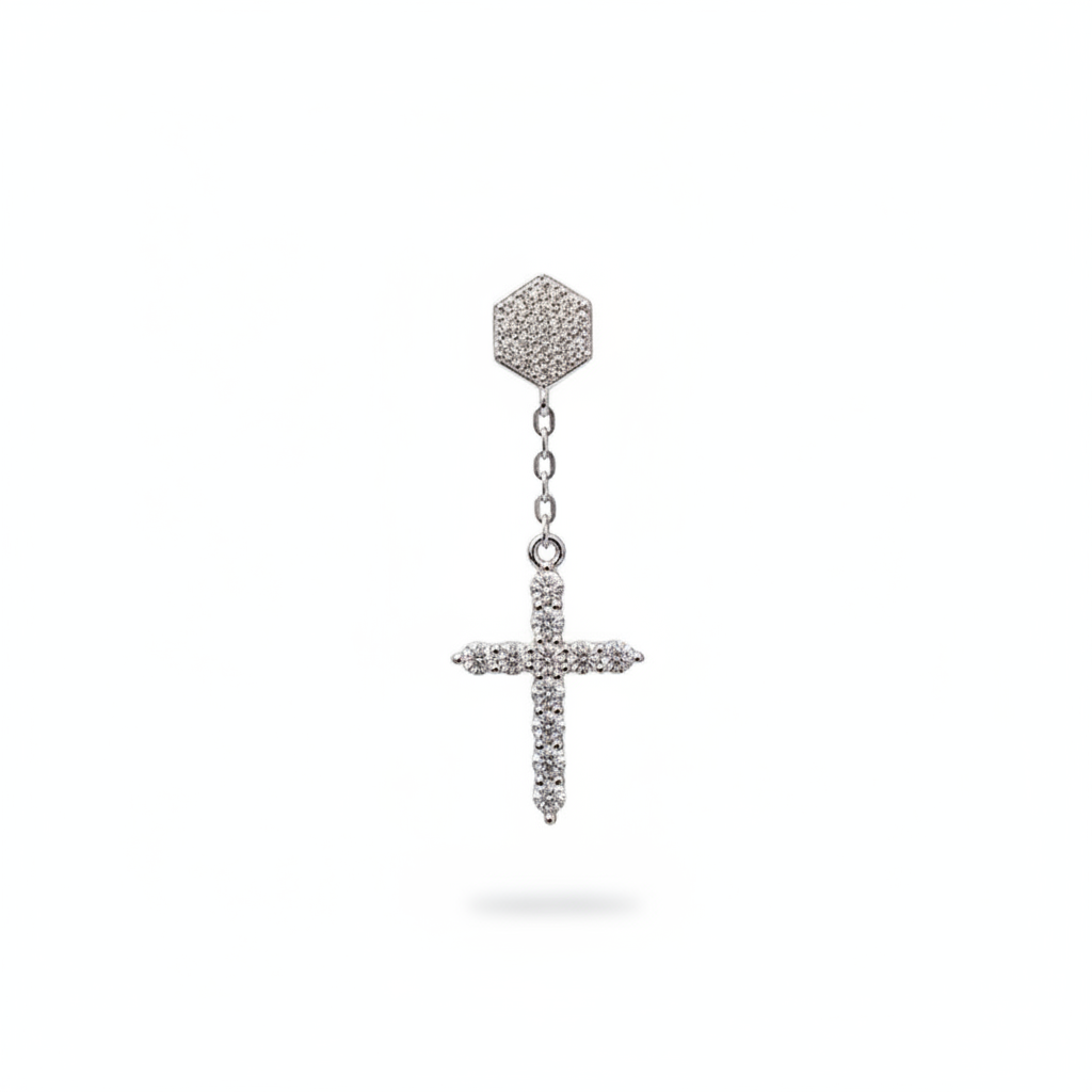 Cross Drop Earrings - Close Up Detail