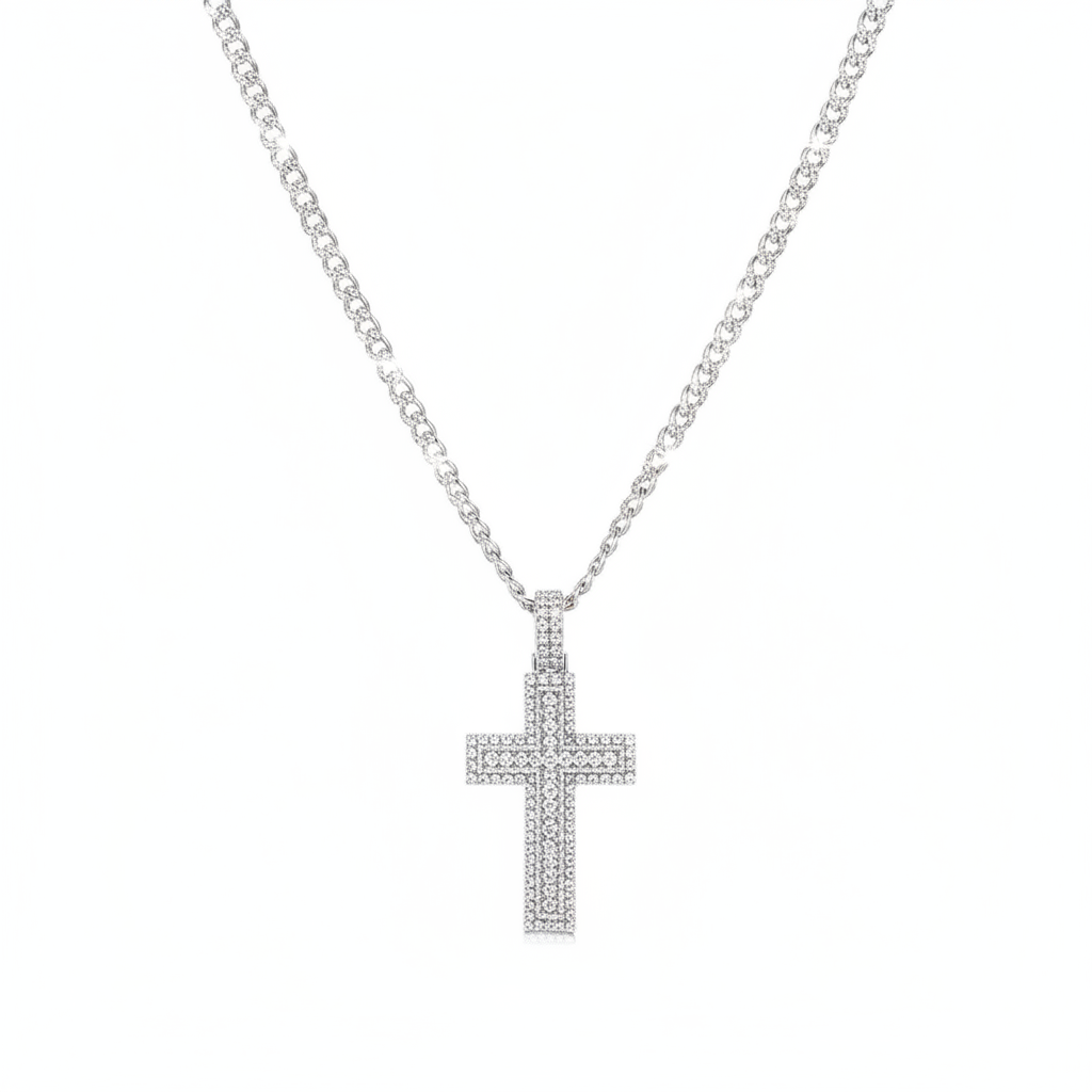 Cross Necklace - Cuban Chain 55cm