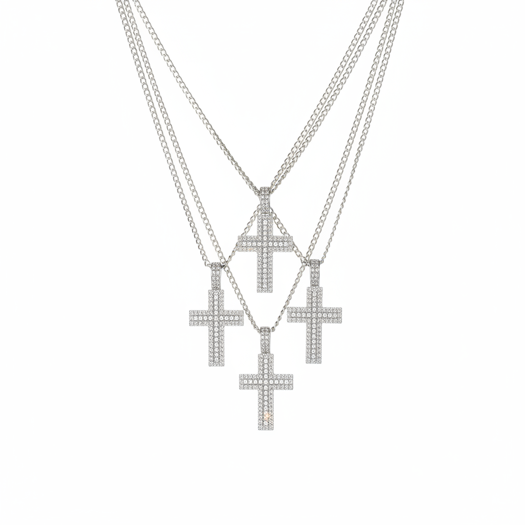 Cross Necklace - Layered Three Chains