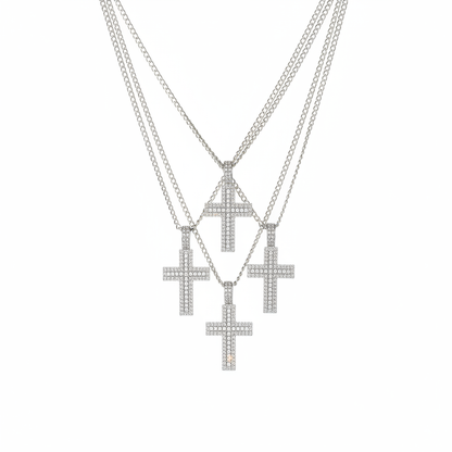 Cross Necklace - Layered Three Chains
