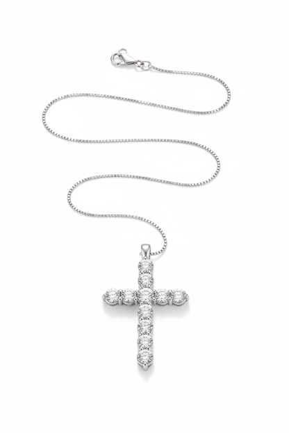 Diamond Cross Necklace Vertical