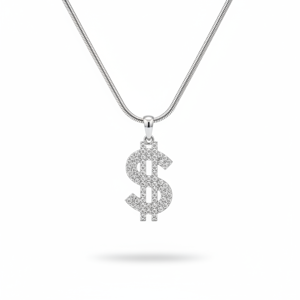 Dollar Sign Necklace - Snake Chain
