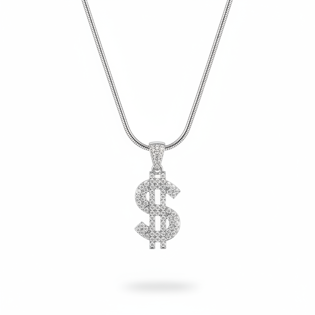 Dollar Sign - Snake Chain Front View