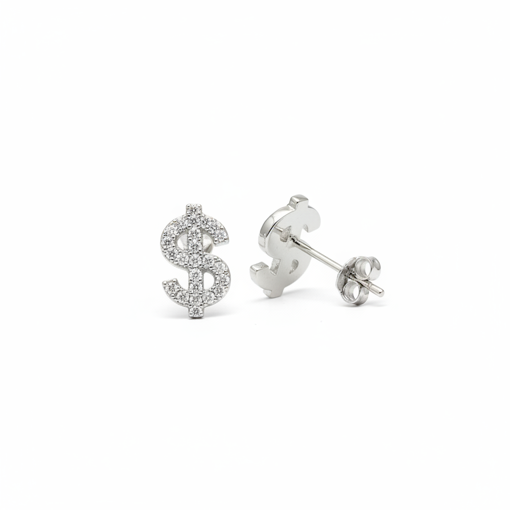 Dollar Sign Studs - Front Back White BG