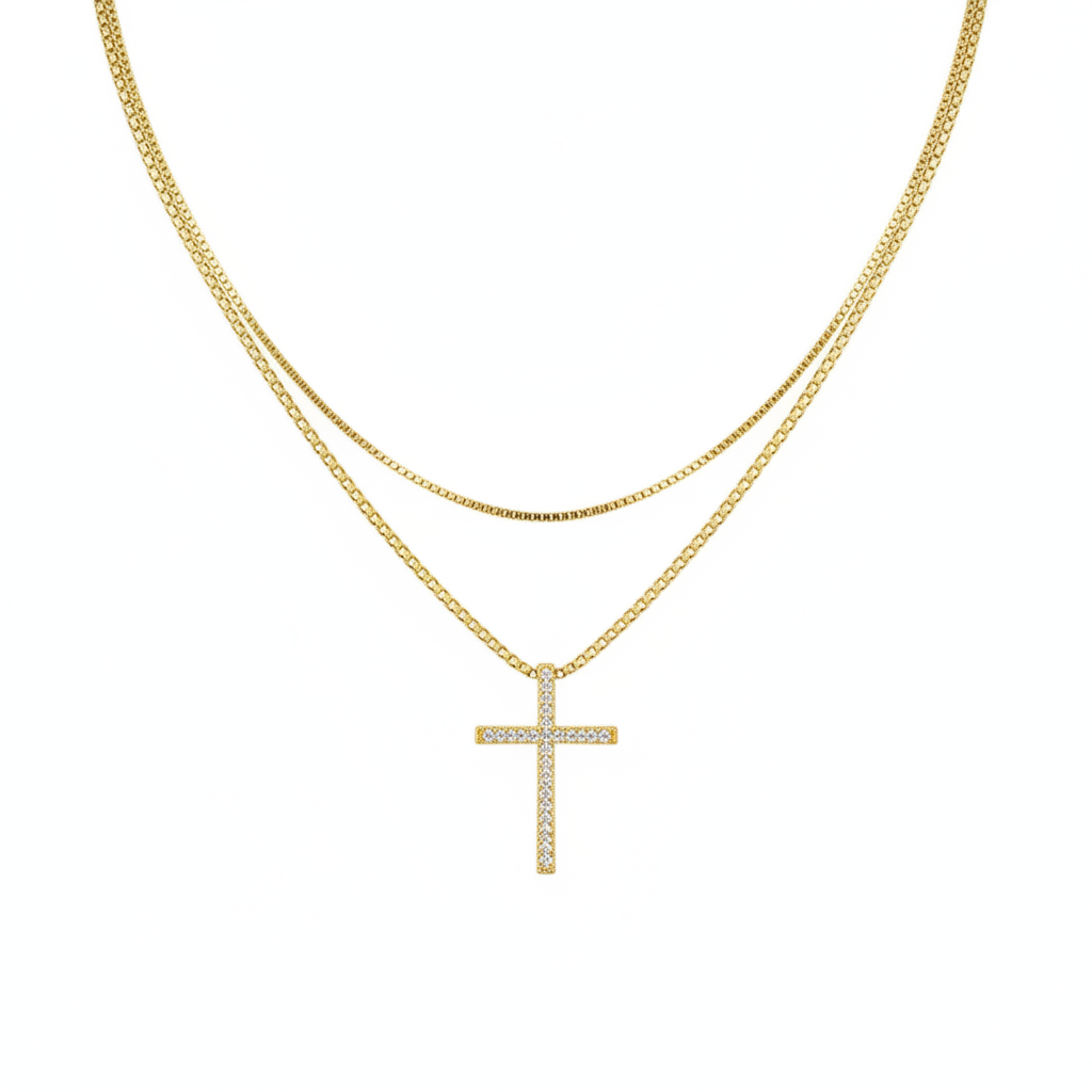 Gold Cross White