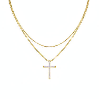 Gold Cross White