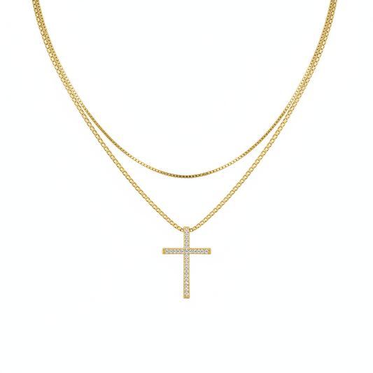 Gold Cross White