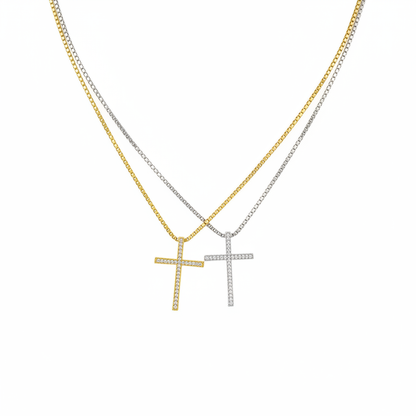 Gold Silver Cross White