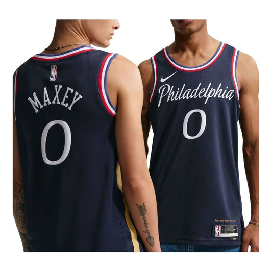 Nike NBA Philadelphia 76ers City Edition Swingman Jersey 'Tyrese Maxey #0' College Navy (HM5992-421)