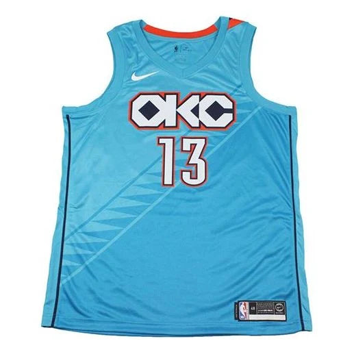Nike NBA Oklahoma City Thunder 2018-19 City Edition Swingman Jersey 'Paul George #13' Sky Blue (AJ4632-444)