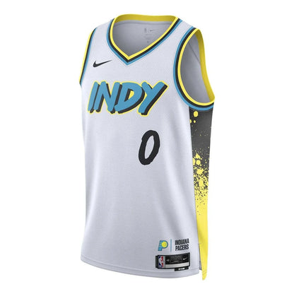 Nike NBA Indiana Pacers 2024/25 City Edition Swingman Jersey 'Tyrese Haliburton #0' White (FQ4344-101)