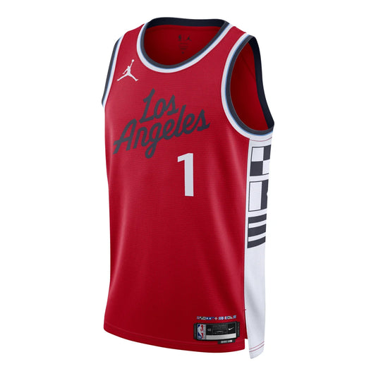 Jordan Brand NBA Clippers Statement Edition Jersey 'James Harden #1' Red 2023 (FQ4720-659)