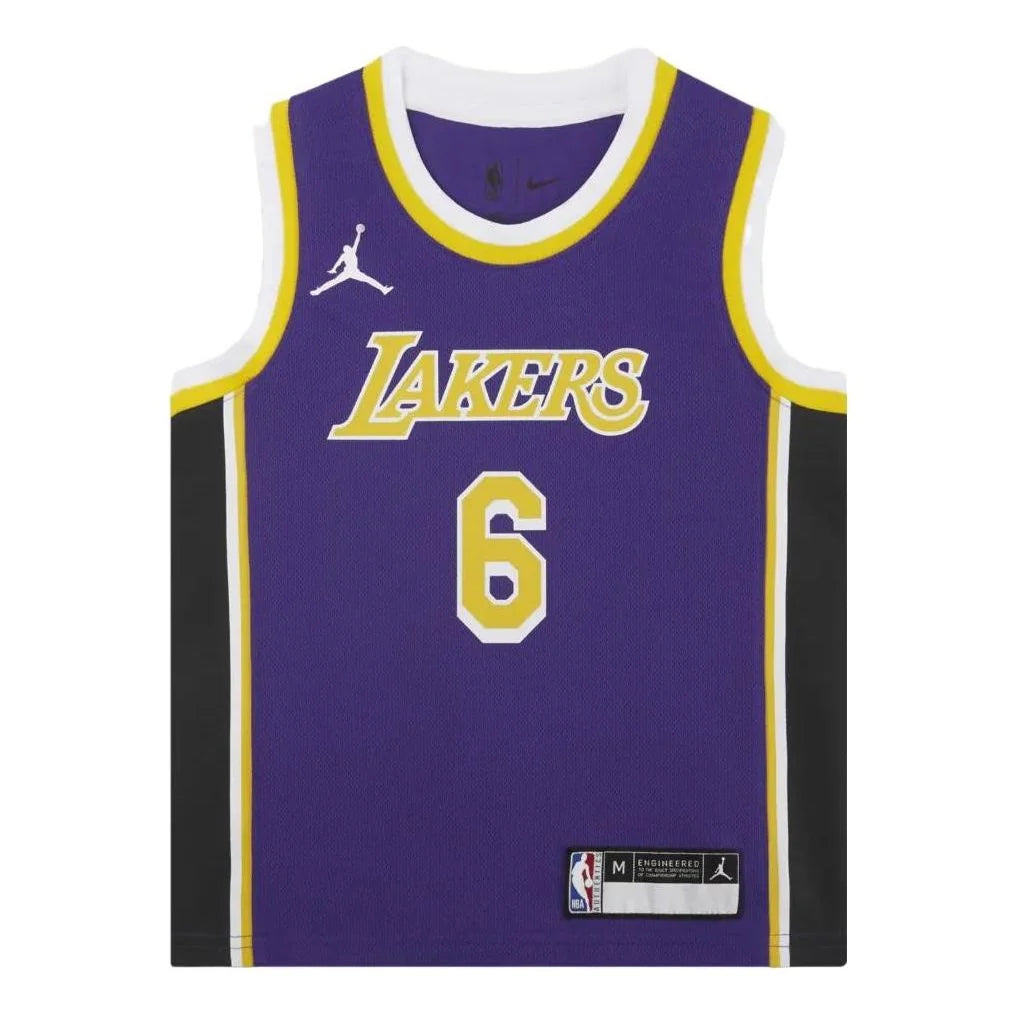 Jordan Brand NBA Los Angeles Lakers Statement Edition Youth Jersey 'LeBron James #6' Purple 2021 (DR1055-504)