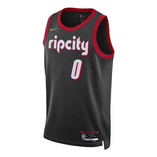 Nike NBA Trail Blazers City Edition Jersey 'Damian Lillard #0' Black 2021 (DB4043-010)