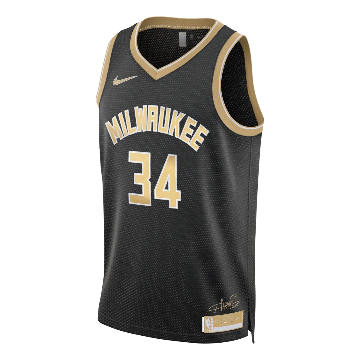 Nike NBA Milwaukee Bucks Select Series Swingman Jersey 'Giannis Antetokounmpo #34' Black 2023 (FN5911-053)