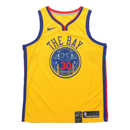 Nike NBA Warriors City Edition Jersey 'Stephen Curry #30' Gold 2018 (912101-728)