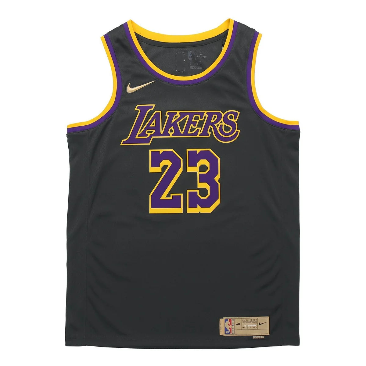 Nike NBA Los Angeles Lakers Earned Edition Swingman Jersey 'LeBron James #23' Black 2020 (CN9929-013)