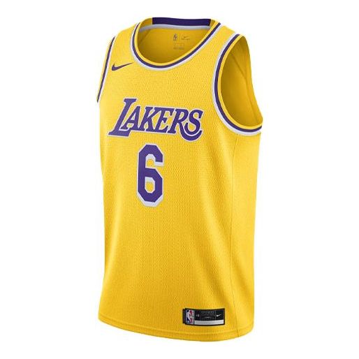 Nike NBA Los Angeles Lakers Icon Edition Swingman Jersey 'LeBron James #6' Gold (CW3669-738)