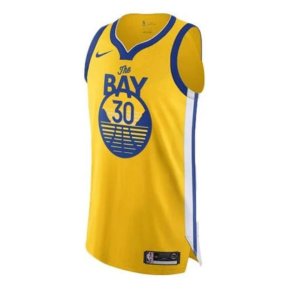 Nike NBA Golden State Warriors The Bay City Edition Authentic Jersey 'Stephen Curry #30' Gold (AT9842-728)