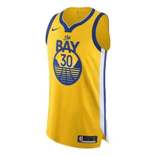 Nike NBA Golden State Warriors The Bay City Edition Authentic Jersey 'Stephen Curry #30' Gold (AT9842-728)