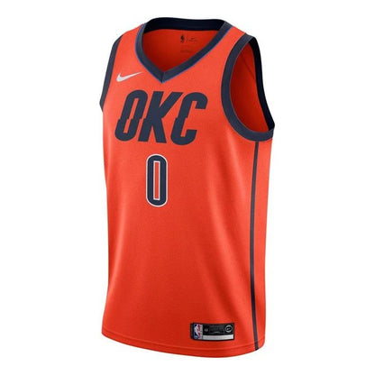 Nike NBA Oklahoma City Thunder Earned Edition Swingman Jersey 'Russell Westbrook #0' Orange (BQ1171-891)