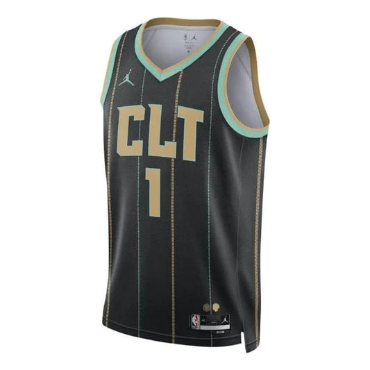 Jordan NBA Hornets City Edition Jersey 'LaMelo Ball #1' Black 2022 (DO9587-011)