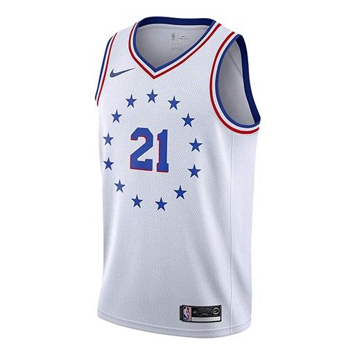 Nike NBA Philadelphia 76ers Earned Edition Swingman Jersey 'Joel Embiid #21' White (BQ1173-102)