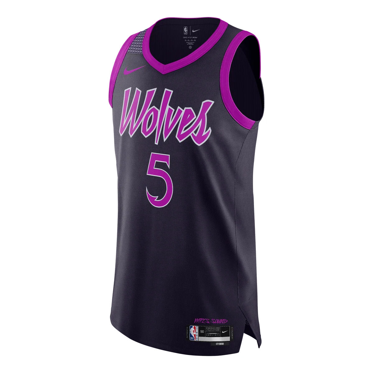 Nike NBA Timberwolves City Edition Authentic Jersey 'Anthony Edwards #5' Midnight Purple 2023 (HM6114-526)