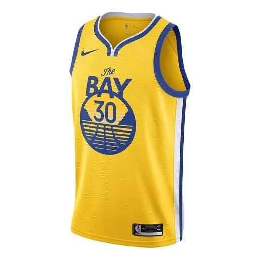 Nike NBA Golden State Warriors The Bay City Edition Swingman Jersey 'Stephen Curry #30' Gold (AT9799-731)